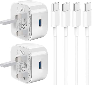 Samsung Super Fast Charger Plug and Cable 1M for Samsung Galaxy S26 S25 S24 S23 S22 S21 S20 A33 A34 A35 A36 A53 A54 A55 A56 A52 A17 A16 A15 A25 A26, 2Pack USB Type C Charging Plug 25W with Lead USBC