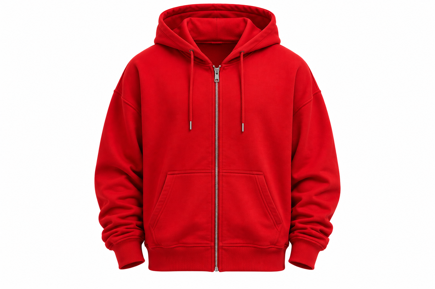 Premium Oversized Zip-Up Hoodie – Red