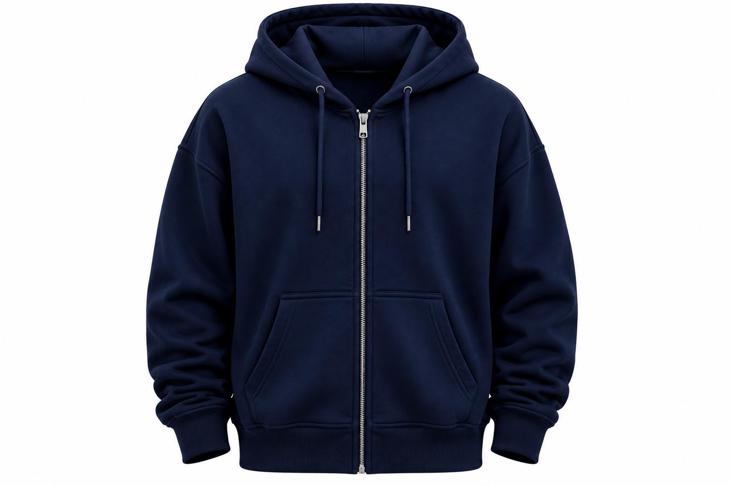 Premium Oversized Zip-Up Hoodie – Navy Blue