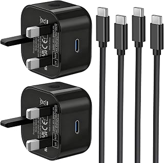 Samsung Fast Charger Plug and Cable 2Pack, Super Fast Charging for Samsung Galaxy S26 S25 S24 S23 S22 S21 S20 A17 A16 A32 A33 A34 A35 A36 A52 A53 A54 A55 A56 A25 A26, Type C Lead 1M and Plug USB C PD