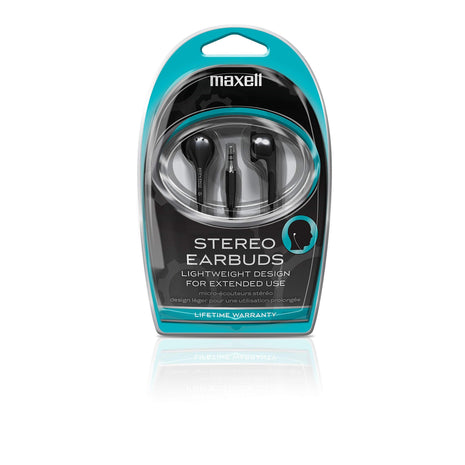 Maxell 190568 Snug Fit Stereo Sound Stylish Wired Lightweight and Comfortable Stereo Ear Buds with 3.5mm Headphone Jack