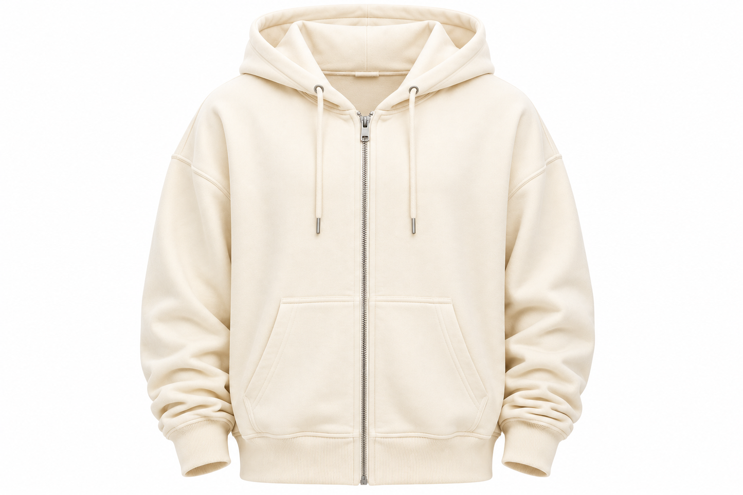 Premium Oversized Zip-Up Hoodie – Cream
